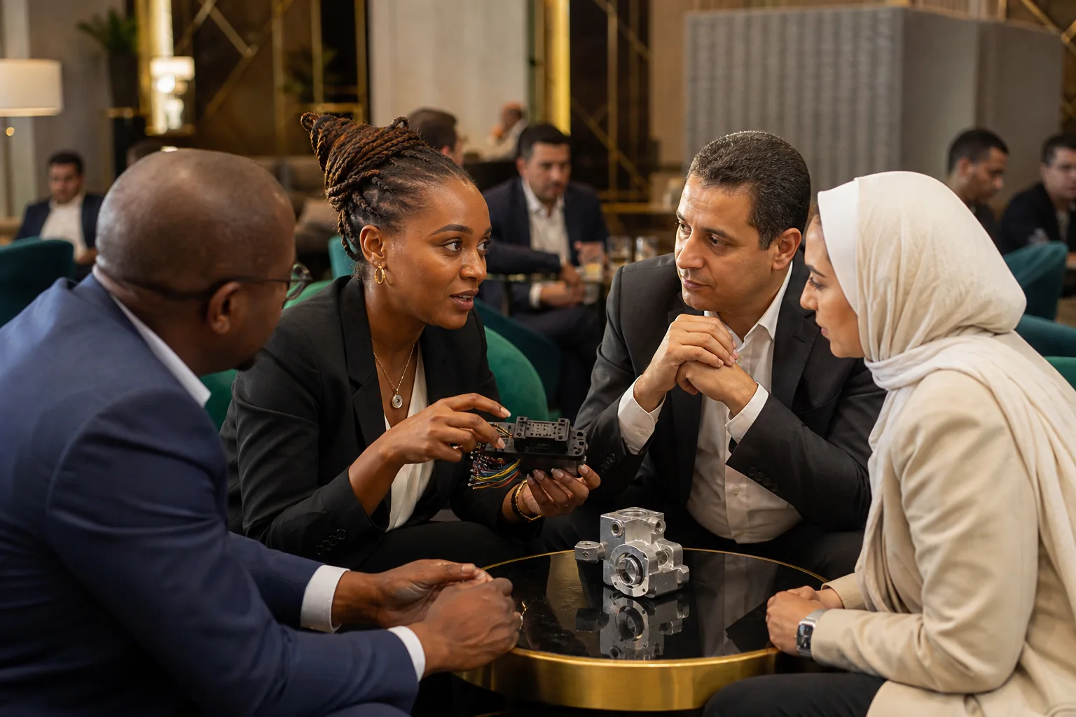 Delegates in a structured B2B matchmaking meeting