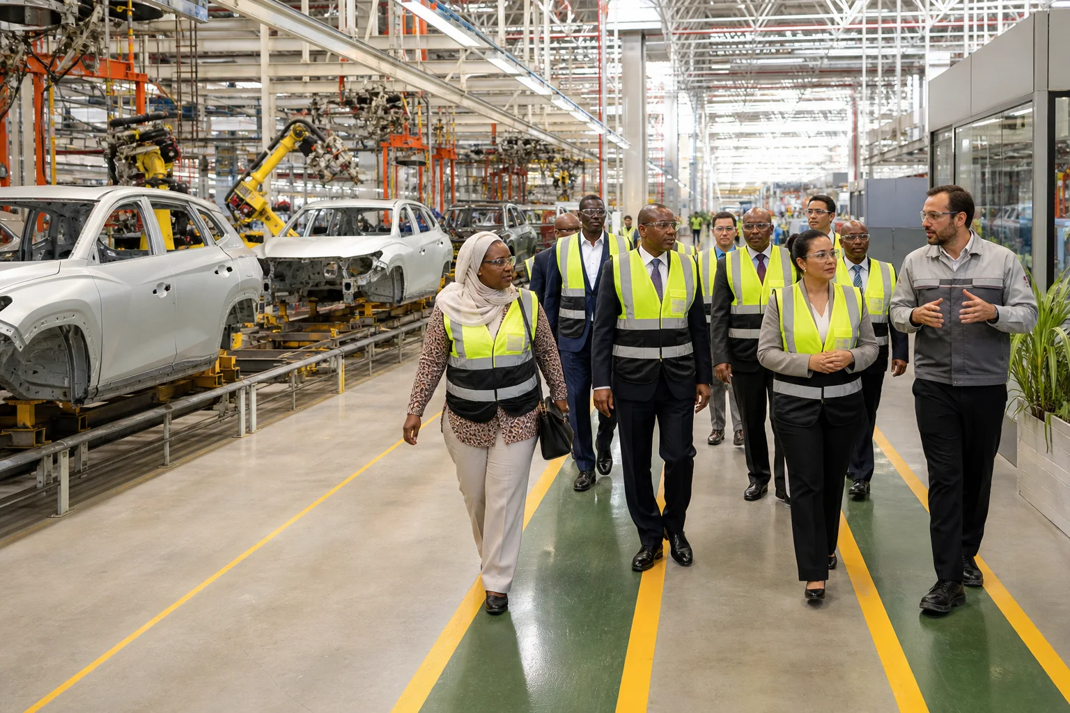 A delegation on the automotive factory floor